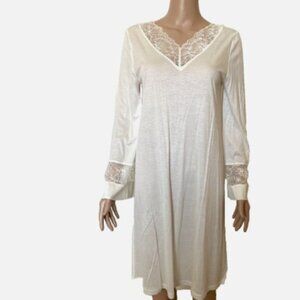 NWT HANRO Juna Long Sleeve Nightgown Off White Small Retails $220.00